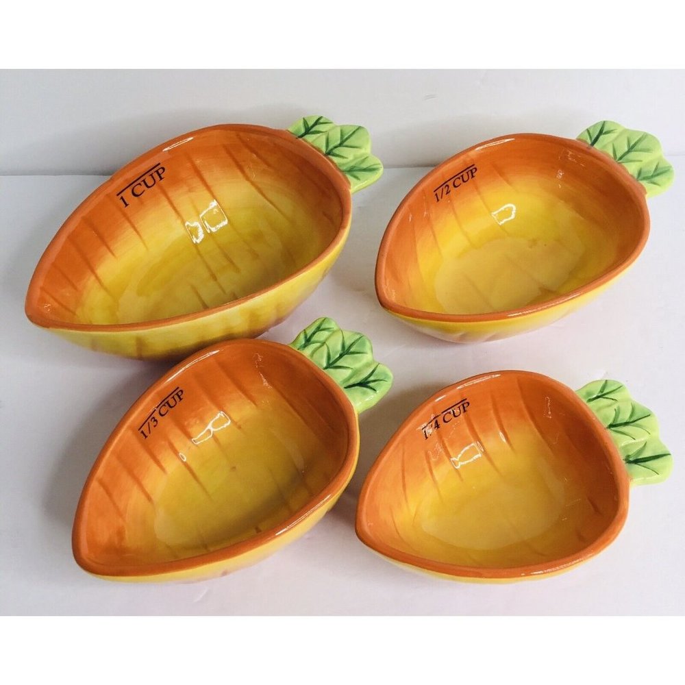 CARROT Easter Nesting Measuring Set of 4 Cups Terramoto Orange Ceramic